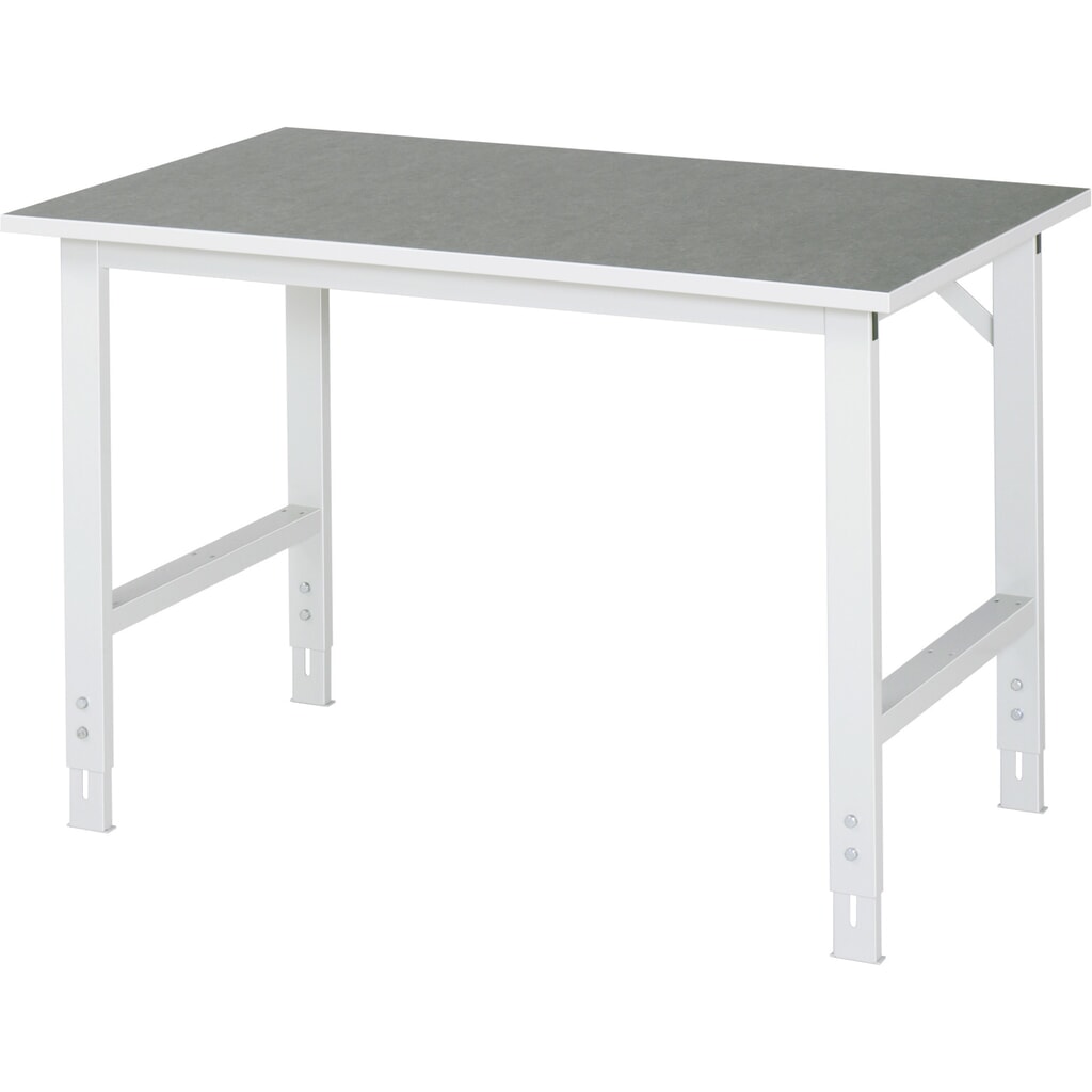 Produktabbildung: RAU höhenverstellbarer Werktisch Serie TOM, HxBxT 760-1.080 x 1.250 x 800 mm, Arbeitsplatte Linoleum-/Universal-Belag