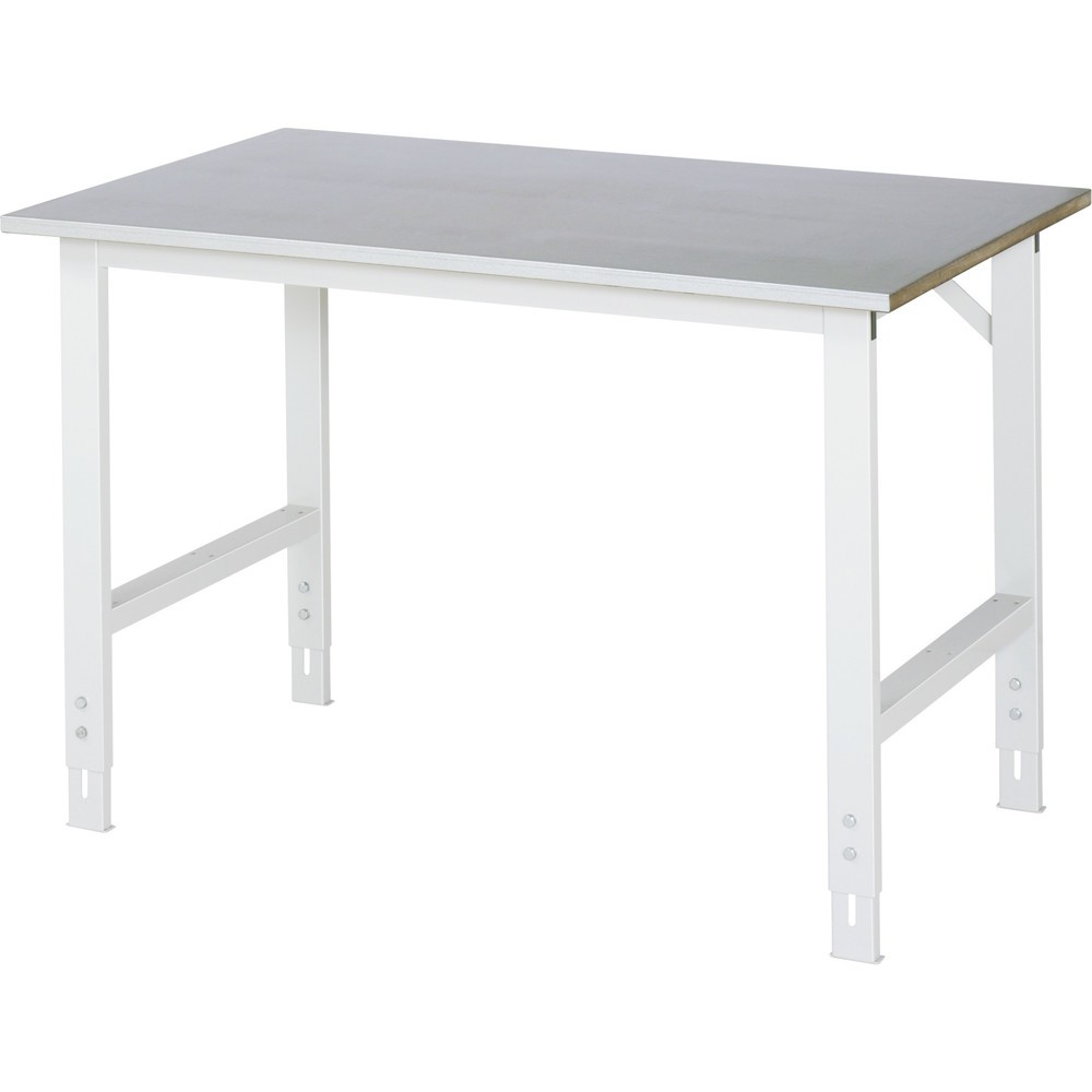 Produktabbildung: RAU höhenverstellbarer Werktisch Serie TOM, HxBxT 760-1.080 x 1.250 x 800 mm, Arbeitsplatte Stahlblechbelag