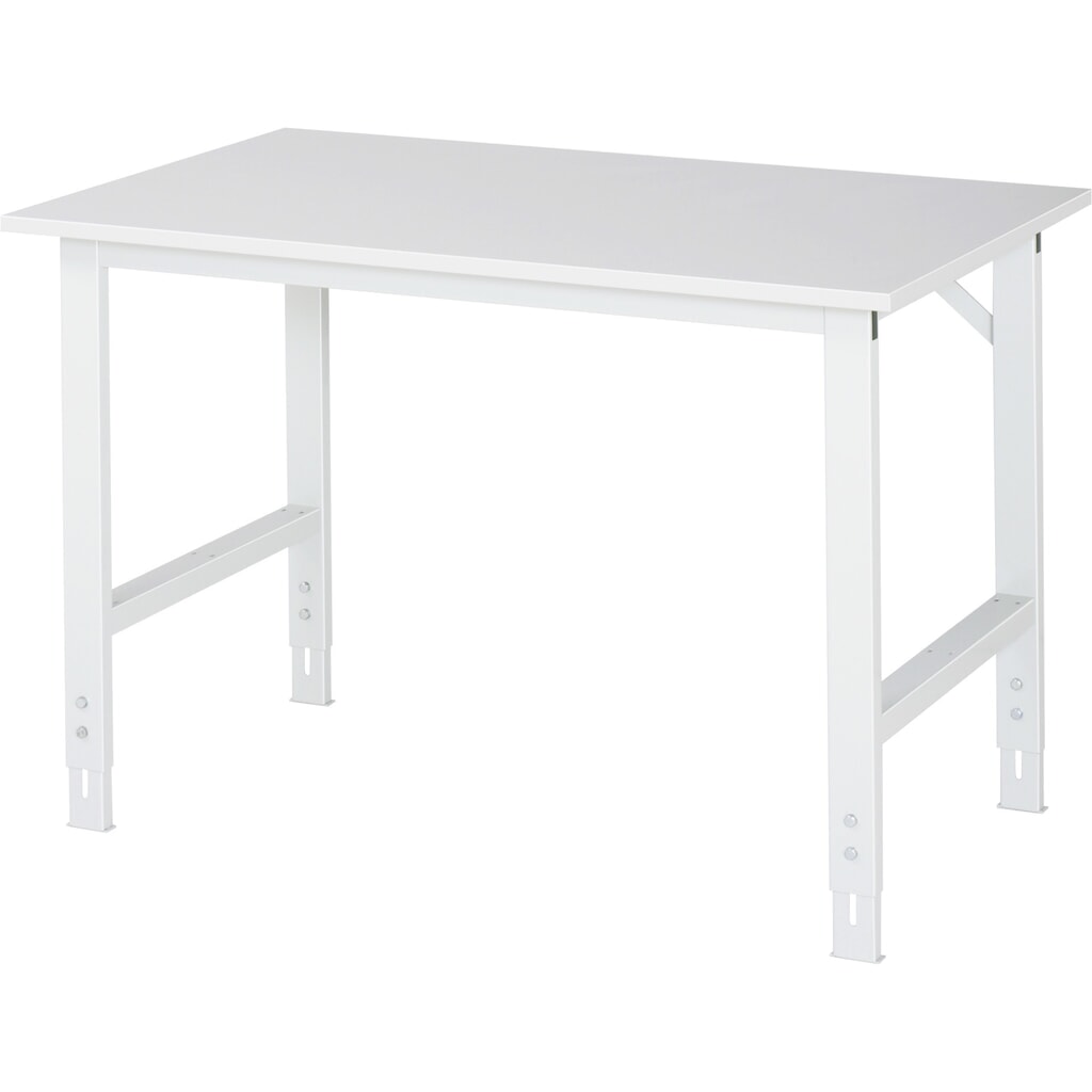 Produktabbildung: RAU höhenverstellbarer Werktisch Serie TOM, HxBxT 760-1.080 x 1.250 x 800 mm, Arbeitsplatte EGB-Melaminbelag
