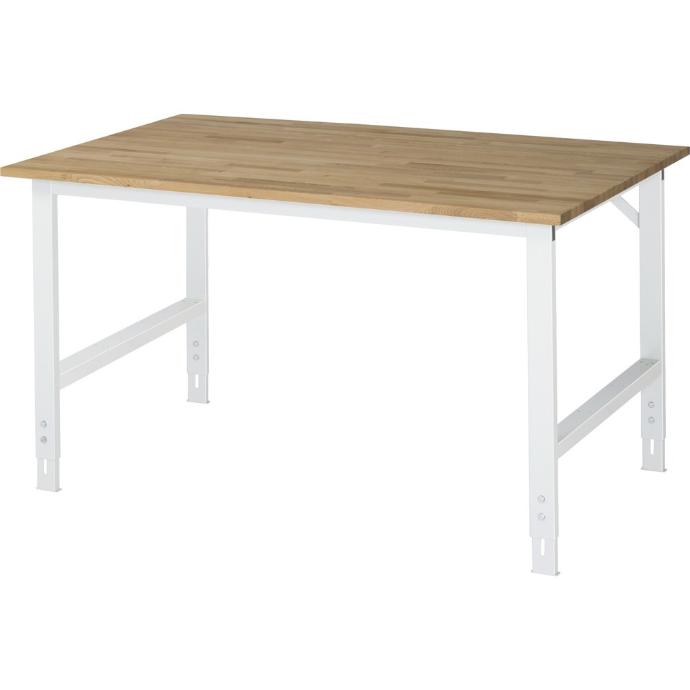 Produktabbildung: RAU höhenverstellbarer Werktisch Serie TOM, HxBxT 760-1.080 x 1.500 x 1.000 mm, Arbeitsplatte Buche-Massiv