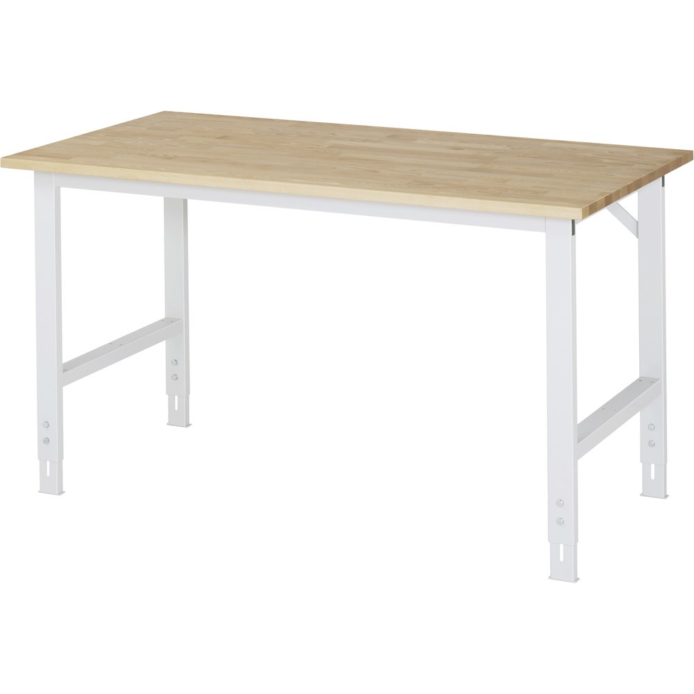 Produktabbildung: RAU höhenverstellbarer Werktisch Serie TOM, HxBxT 760-1.080 x 1.500 x 800 mm, Arbeitsplatte Buche-Massiv