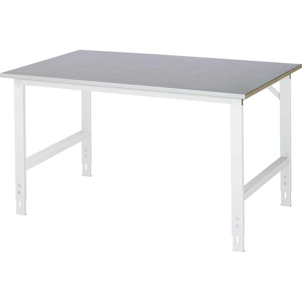 Produktabbildung: RAU höhenverstellbarer Werktisch Serie TOM, HxBxT 760-1.080 x 1.500 x 1.000 mm, Arbeitsplatte Stahlblechbelag