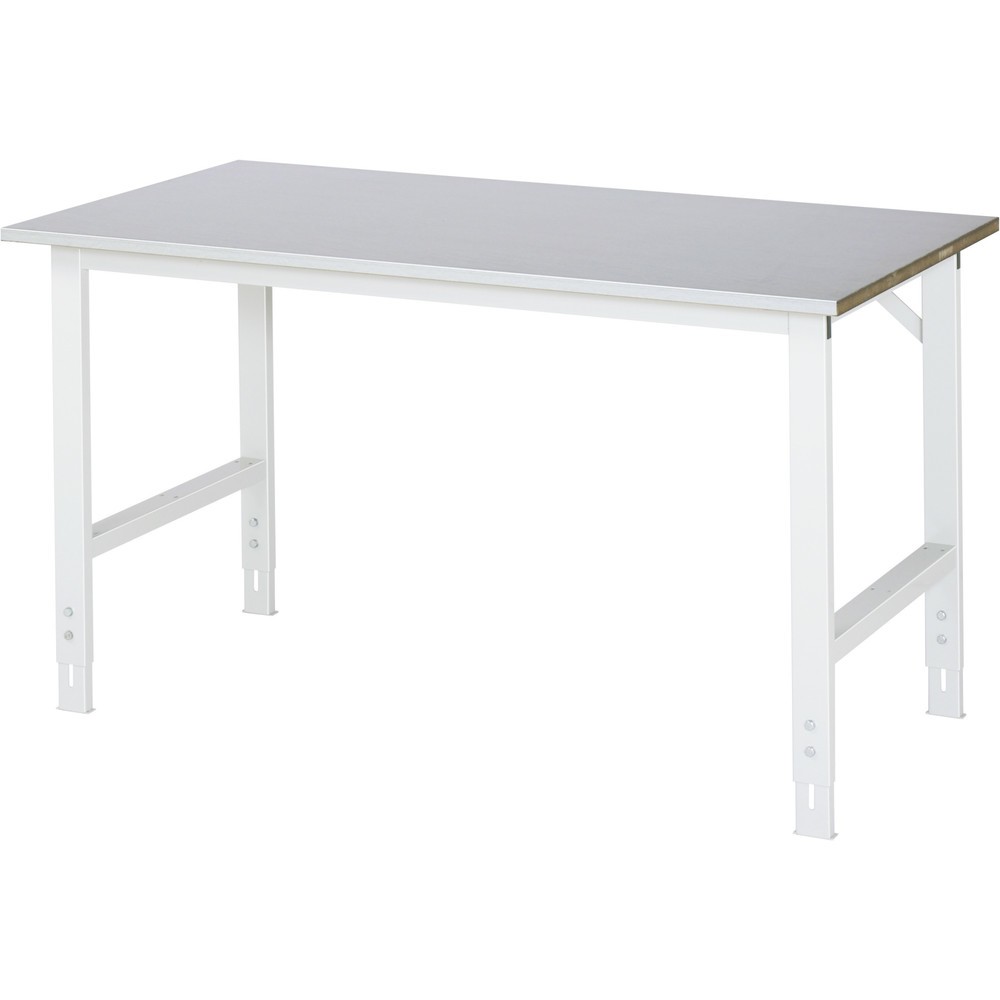 Produktabbildung: RAU höhenverstellbarer Werktisch Serie TOM, HxBxT 760-1.080 x 1.500 x 800 mm, Arbeitsplatte Stahlblechbelag