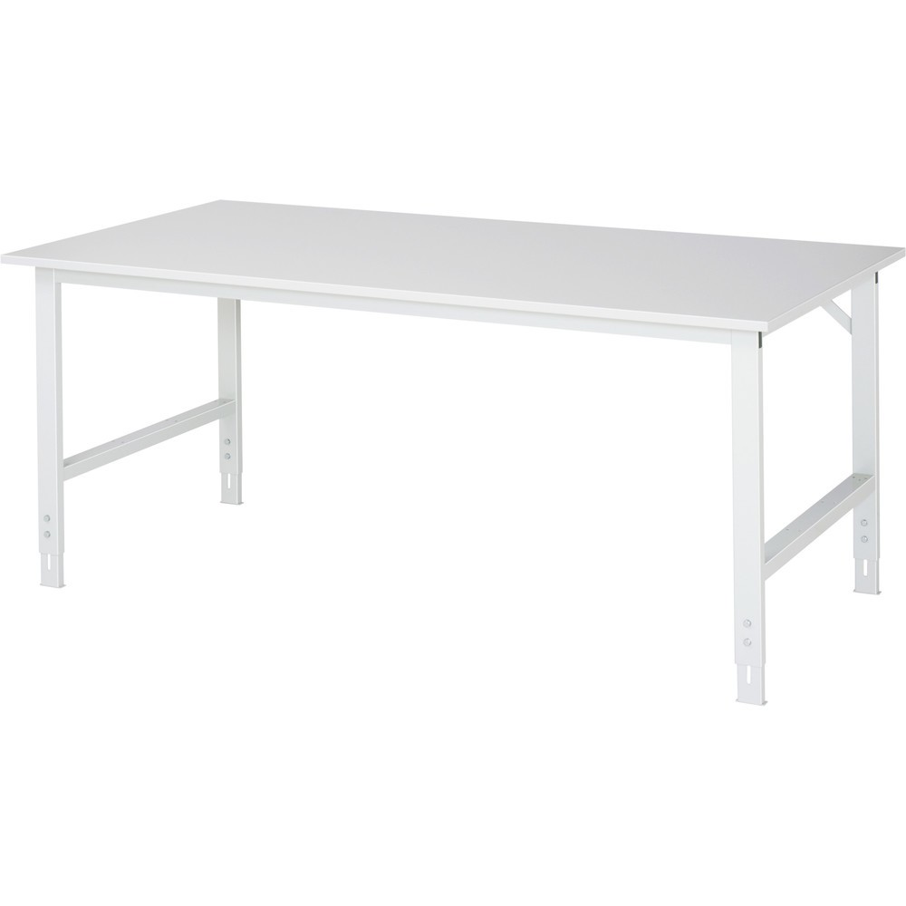 Produktabbildung: RAU höhenverstellbarer Werktisch Serie TOM, HxBxT 760-1.080 x 2.000 x 1.000 mm, Arbeitsplatte EGB-Melaminbelag