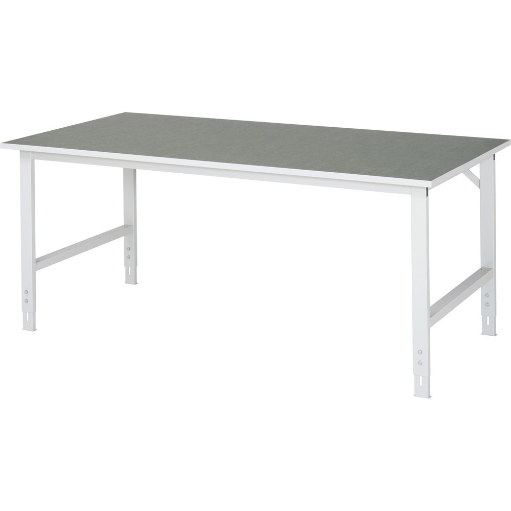 Produktabbildung: RAU höhenverstellbarer Werktisch Serie TOM, HxBxT 760-1.080 x 2.000 x 1.000 mm, Arbeitsplatte Linoleum-/Universal-Belag