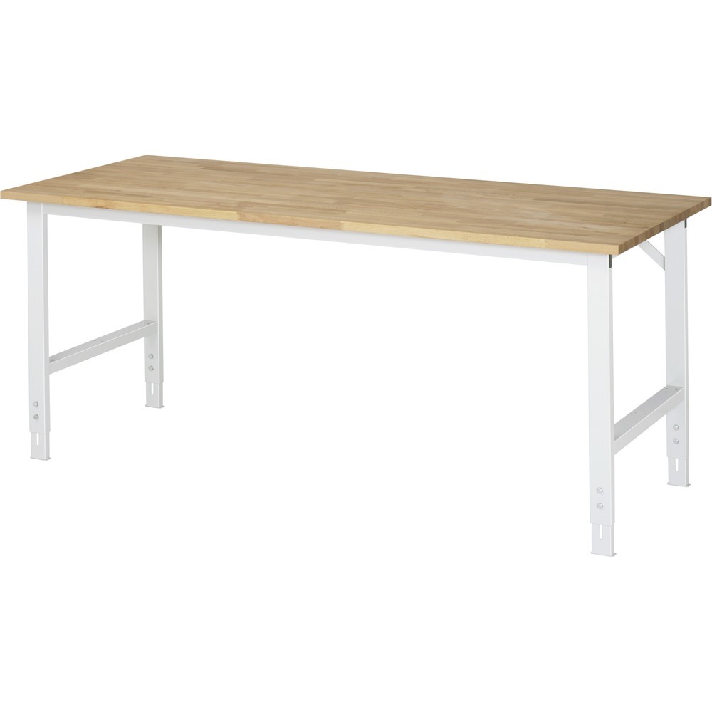 Produktabbildung: RAU höhenverstellbarer Werktisch Serie TOM, HxBxT 760-1.080 x 2.000 x 800 mm, Arbeitsplatte Buche-Massiv