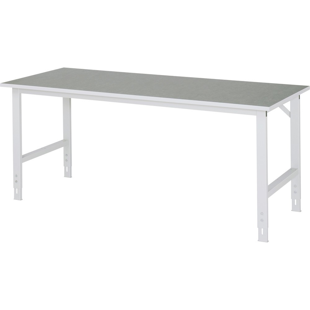 Produktabbildung: RAU höhenverstellbarer Werktisch Serie TOM, HxBxT 760-1.080 x 2.000 x 800 mm, Arbeitsplatte Linoleum-/Universal-Belag
