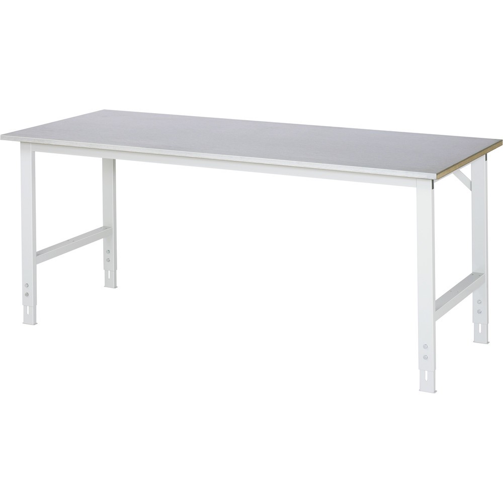 Produktabbildung: RAU höhenverstellbarer Werktisch Serie TOM, HxBxT 760-1.080 x 2.000 x 800 mm, Arbeitsplatte Stahlblechbelag