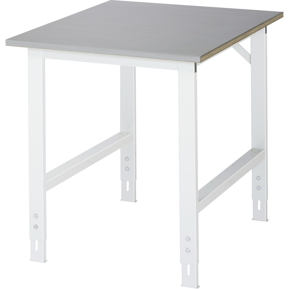 Produktabbildung: RAU höhenverstellbarer Werktisch Serie TOM, HxBxT 760-1.080 x 750 x 1.000 mm, Arbeitsplatte Edelstahlblech-Belag