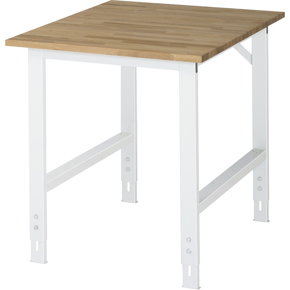 Produktabbildung: RAU höhenverstellbarer Werktisch Serie TOM, HxBxT 760-1.080 x 750 x 1.000 mm, Arbeitsplatte Buche-Massiv