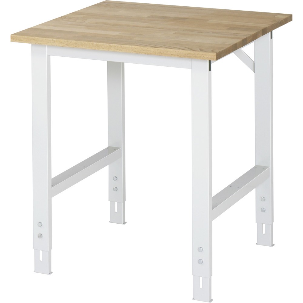 Produktabbildung: RAU höhenverstellbarer Werktisch Serie TOM, HxBxT 760-1.080 x 750 x 800 mm, Arbeitsplatte Buche-Massiv