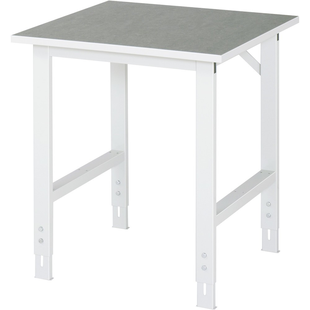 Produktabbildung: RAU höhenverstellbarer Werktisch Serie TOM, HxBxT 760-1.080 x 750 x 800 mm, Arbeitsplatte Linoleum-/Universal-Belag