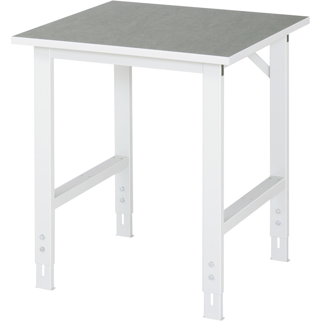 Produktabbildung: RAU höhenverstellbarer Werktisch Serie TOM, HxBxT 760-1.080 x 750 x 800 mm, Arbeitsplatte Linoleum-/Universal-Belag