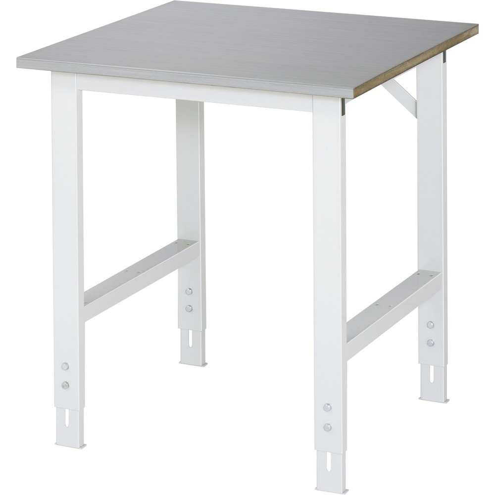 Produktabbildung: RAU höhenverstellbarer Werktisch Serie TOM, HxBxT 760-1.080 x 750 x 800 mm, Arbeitsplatte Edelstahlblech-Belag