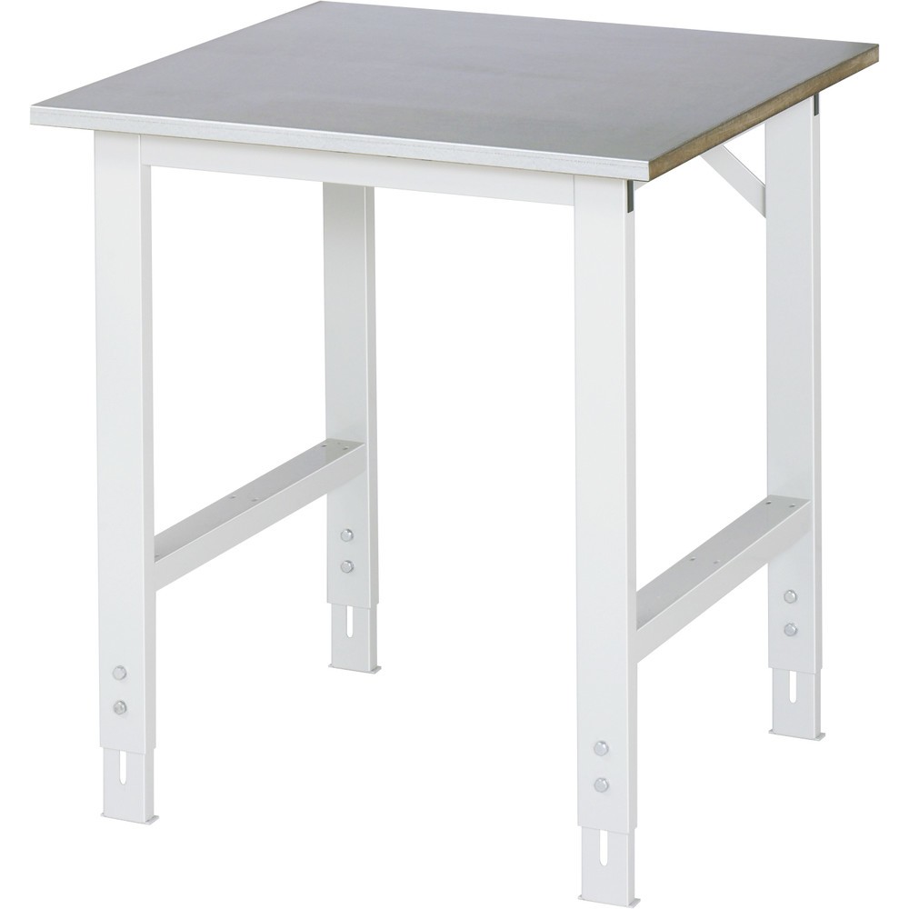 Produktabbildung: RAU höhenverstellbarer Werktisch Serie TOM, HxBxT 760-1.080 x 750 x 800 mm, Arbeitsplatte Stahlblechbelag