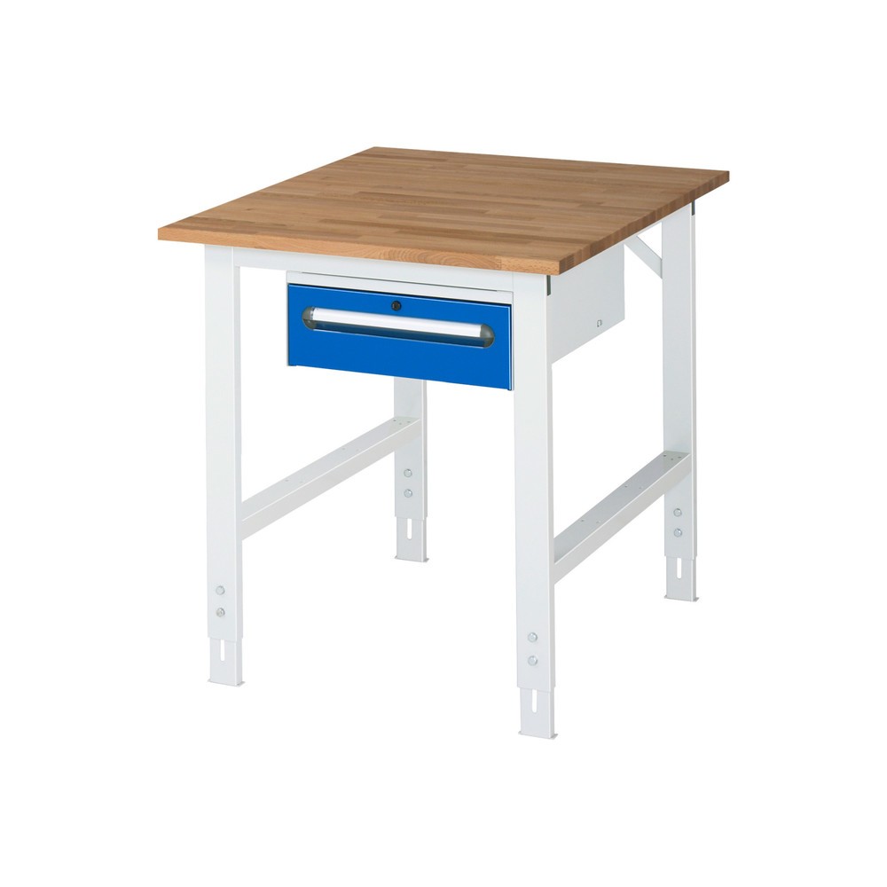 Produktabbildung Nr. 1: RAU höhenverstellbarer Werktisch Serie TOM, HxBxT 760-1.080 x 750 x 1.000 mm, 1 Schublade, Arbeitsplatte Buche-Massiv