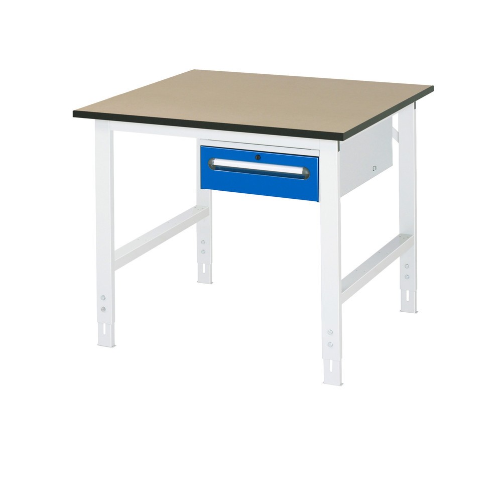 Produktabbildung Nr. 1: RAU höhenverstellbarer Werktisch Serie TOM, HxBxT 760-1.080 x 1.000 x 1.000 mm, 1 Schublade, MDF Arbeitsplatte
