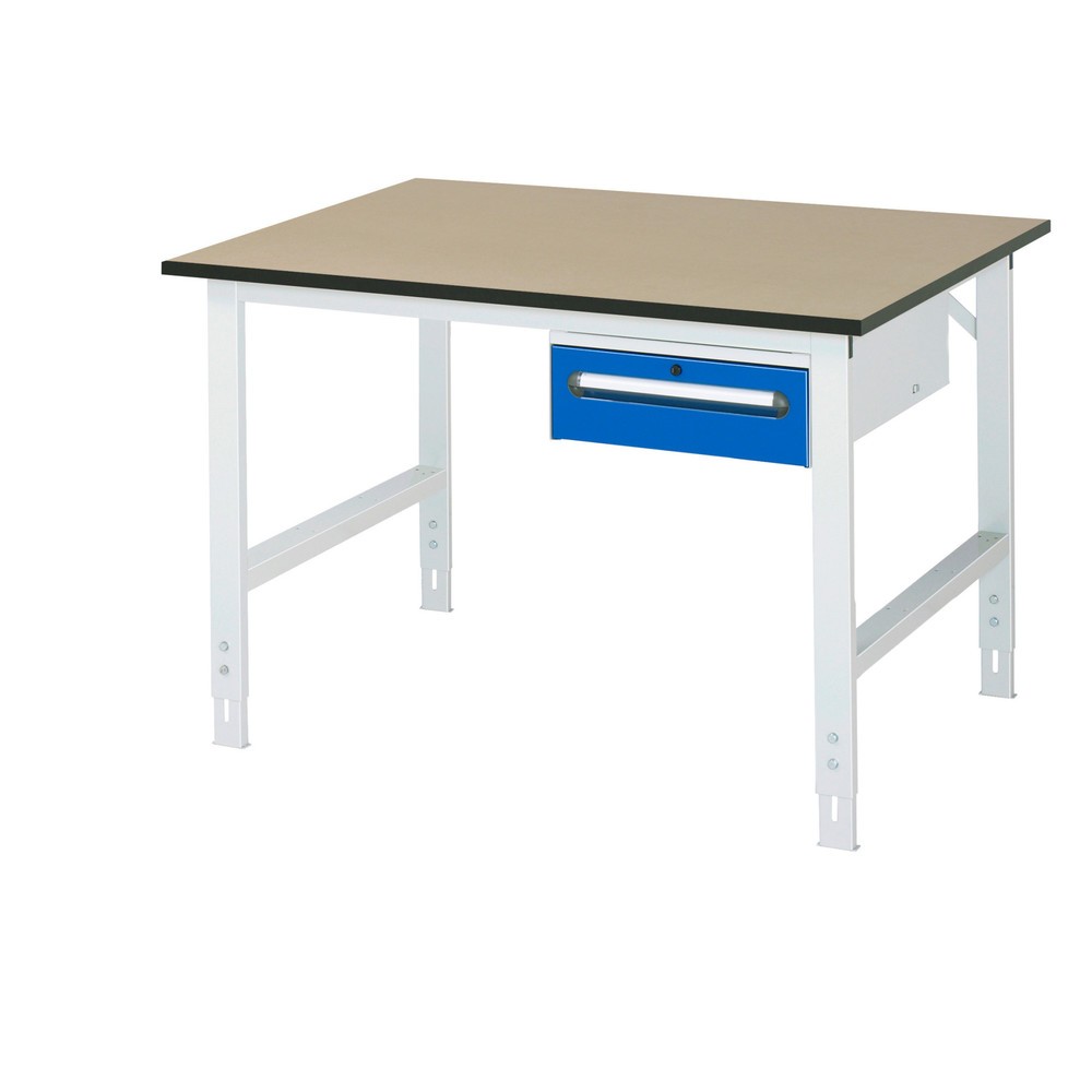 Produktabbildung Nr. 1: RAU höhenverstellbarer Werktisch Serie TOM, HxBxT 760-1.080 x 1.250 x 1.000 mm, 1 Schublade, MDF Arbeitsplatte