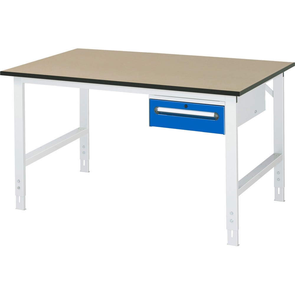 Produktabbildung Nr. 1: RAU höhenverstellbarer Werktisch Serie TOM, HxBxT 760-1.080 x 1.500 x 1.000 mm, 1 Schublade, MDF Arbeitsplatte