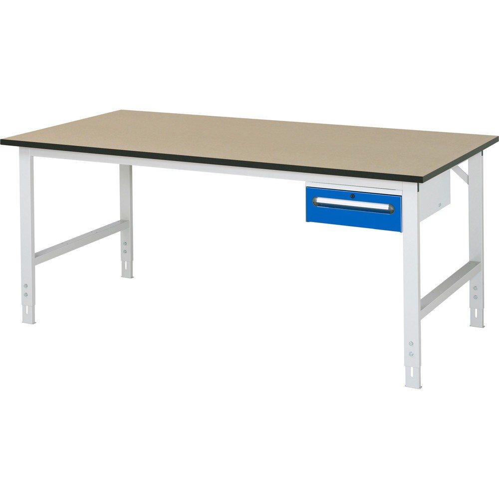 Produktabbildung Nr. 1: RAU höhenverstellbarer Werktisch Serie TOM, HxBxT 760-1.080 x 2.500 x 1.000 mm, 1 Schublade, MDF Arbeitsplatte