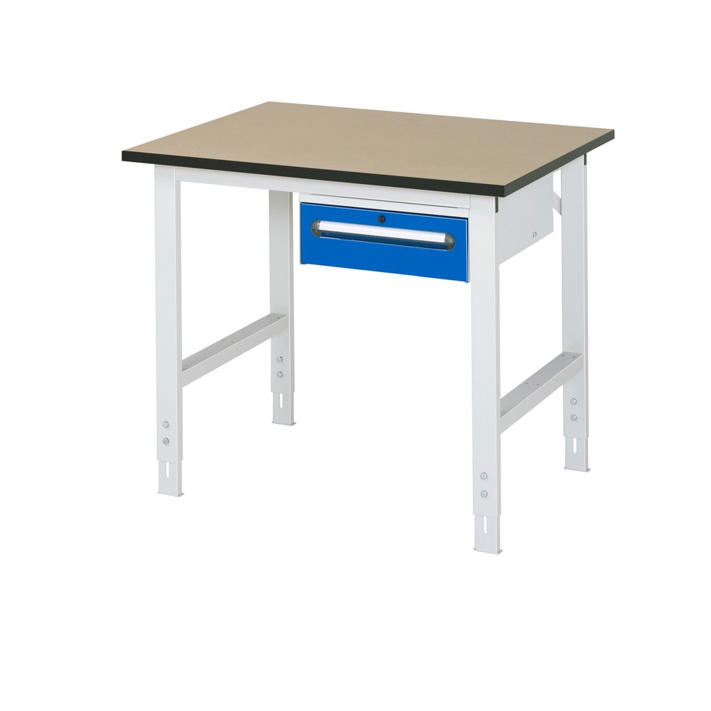 Produktabbildung Nr. 1: RAU höhenverstellbarer Werktisch Serie TOM, HxBxT 760-1.080 x 1.000 x 800 mm, 1 Schublade, MDF Arbeitsplatte