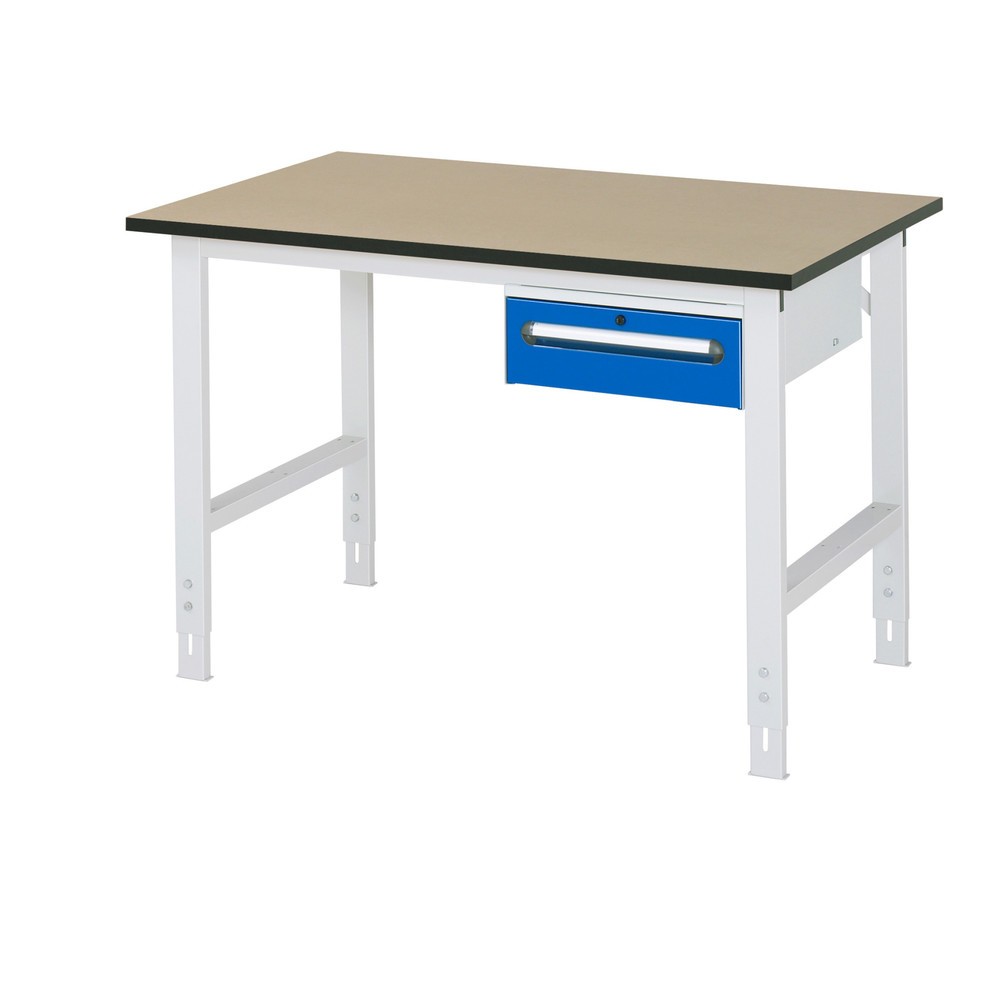 Produktabbildung Nr. 1: RAU höhenverstellbarer Werktisch Serie TOM, HxBxT 760-1.080 x 1.250 x 800 mm, 1 Schublade, MDF Arbeitsplatte
