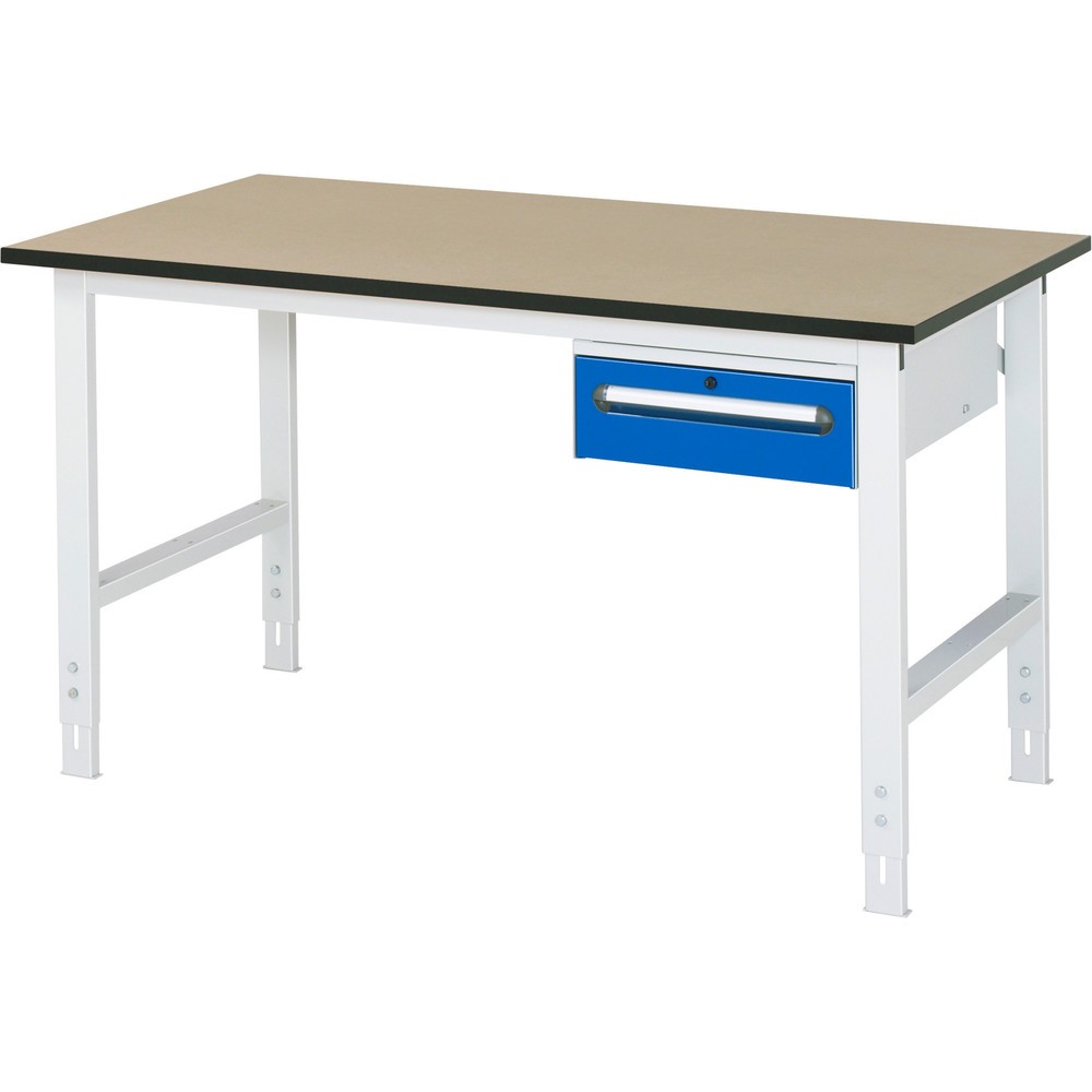 Produktabbildung Nr. 1: RAU höhenverstellbarer Werktisch Serie TOM, HxBxT 760-1.080 x 1.500 x 800 mm, 1 Schublade, MDF Arbeitsplatte