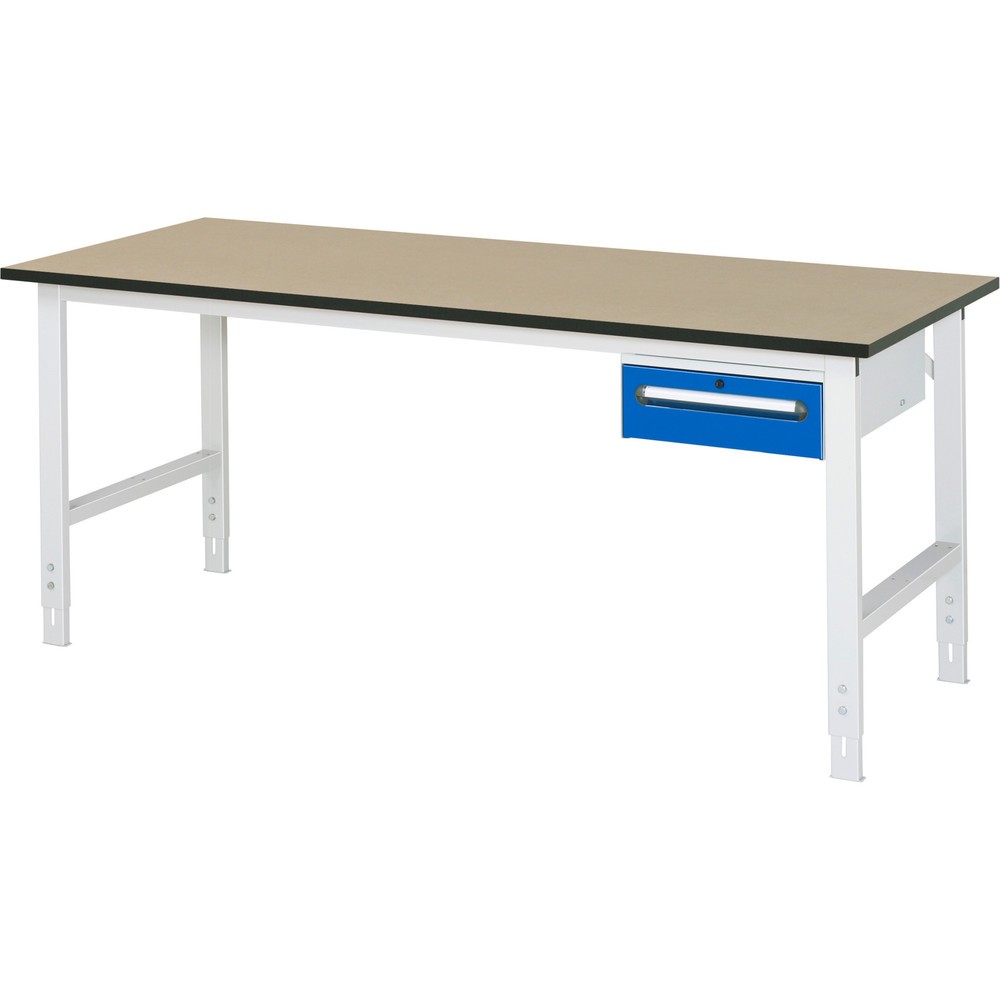 Produktabbildung Nr. 1: RAU höhenverstellbarer Werktisch Serie TOM, HxBxT 760-1.080 x 2.500 x 800 mm, 1 Schublade, MDF Arbeitsplatte