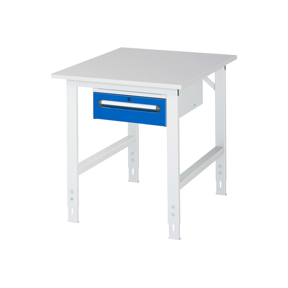 Produktabbildung Nr. 1: RAU höhenverstellbarer Werktisch Serie TOM, HxBxT 760-1.080 x 750 x 1.000 mm, 1 Schublade, Arbeitsplatte Melamin-Belag