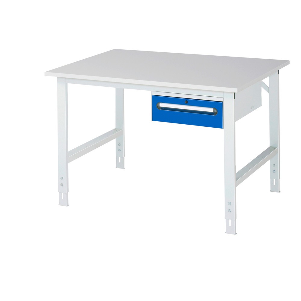 Produktabbildung Nr. 1: RAU höhenverstellbarer Werktisch Serie TOM, HxBxT 760-1.080 x 1.250 x 1.000 mm, 1 Schublade, Arbeitsplatte Melamin-Belag