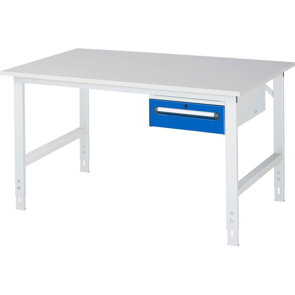 Produktabbildung Nr. 1: RAU höhenverstellbarer Werktisch Serie TOM, HxBxT 760-1.080 x 1.500 x 1.000 mm, 1 Schublade, Arbeitsplatte Melamin-Belag