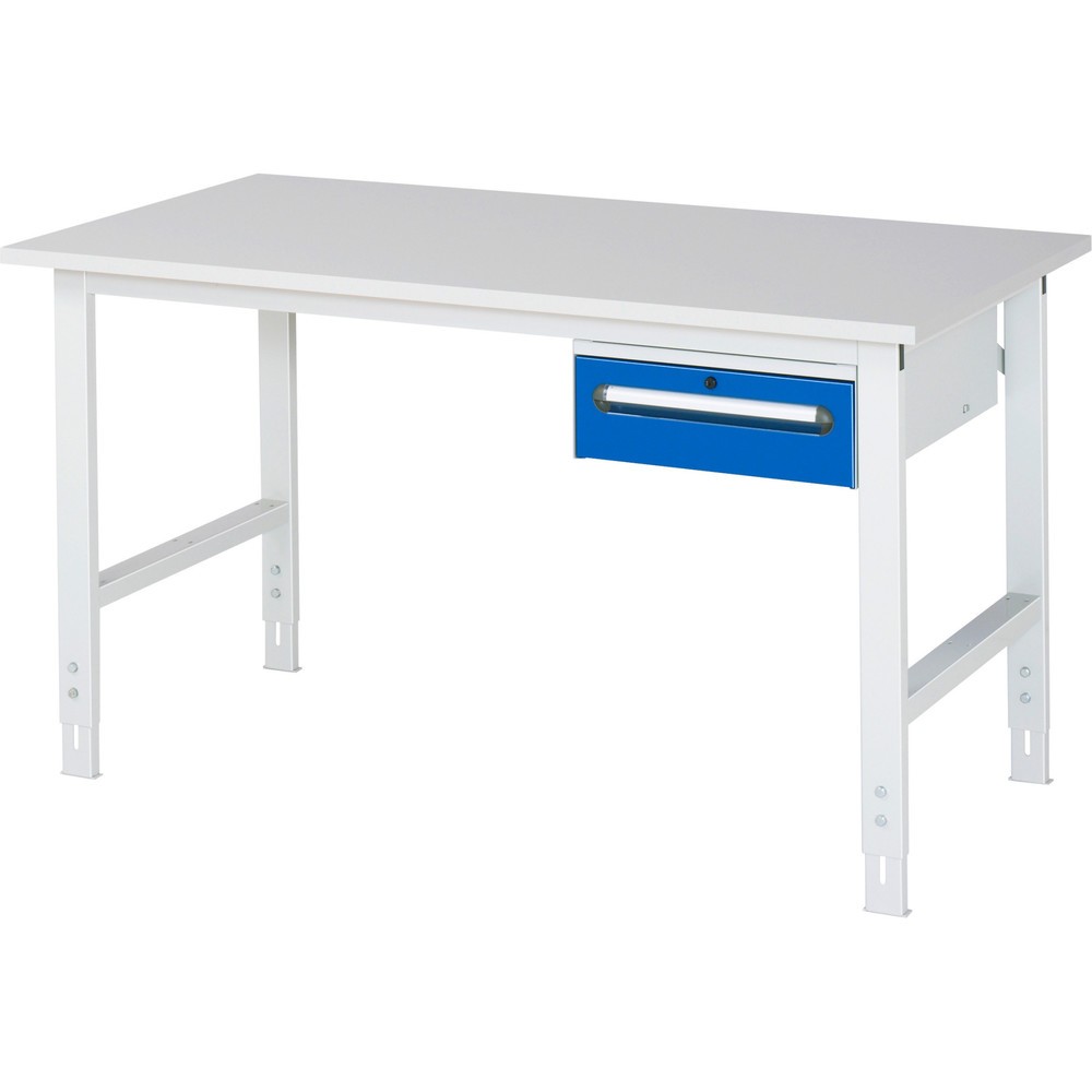 Produktabbildung Nr. 1: RAU höhenverstellbarer Werktisch Serie TOM, HxBxT 760-1.080 x 1.500 x 800 mm, 1 Schublade, Arbeitsplatte Melamin-Belag