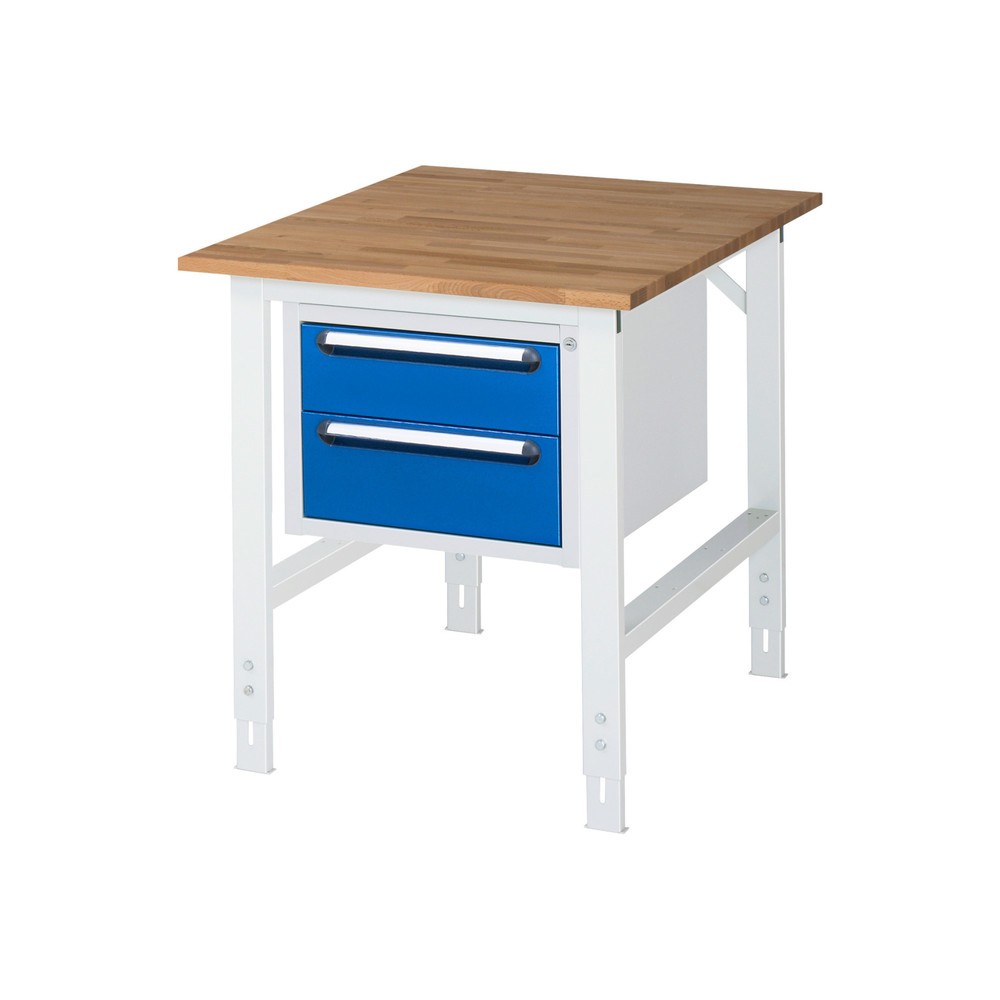 Produktabbildung Nr. 1: RAU höhenverstellbarer Werktisch Serie TOM, HxBxT 760-1.080 x 750 x 1.000 mm, 2 Schubladen, Arbeitsplatte Buche-Massiv