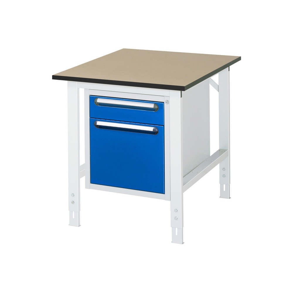 Produktabbildung Nr. 1: RAU höhenverstellbarer Werktisch Serie TOM, HxBxT 760-1.080 x 750 x 1.000 mm, 2 Schubladen, MDF Arbeitsplatte
