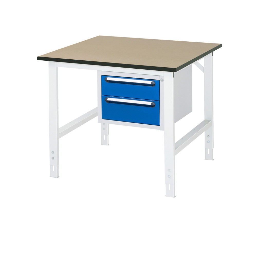 Produktabbildung Nr. 1: RAU höhenverstellbarer Werktisch Serie TOM, HxBxT 760-1.080 x 1.000 x 1.000 mm, 2 Schubladen, MDF Arbeitsplatte