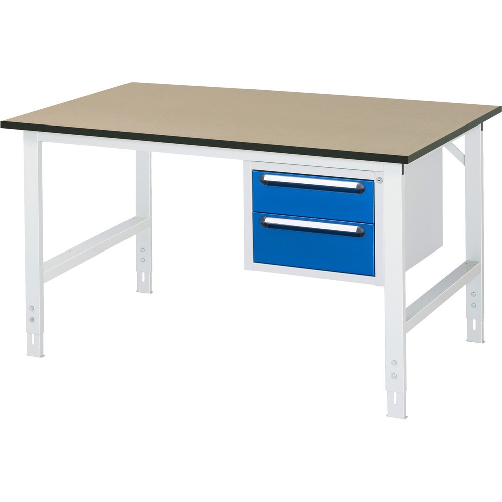 Produktabbildung Nr. 1: RAU höhenverstellbarer Werktisch Serie TOM, HxBxT 760-1.080 x 1.500 x 1.000 mm, 2 Schubladen, MDF Arbeitsplatte