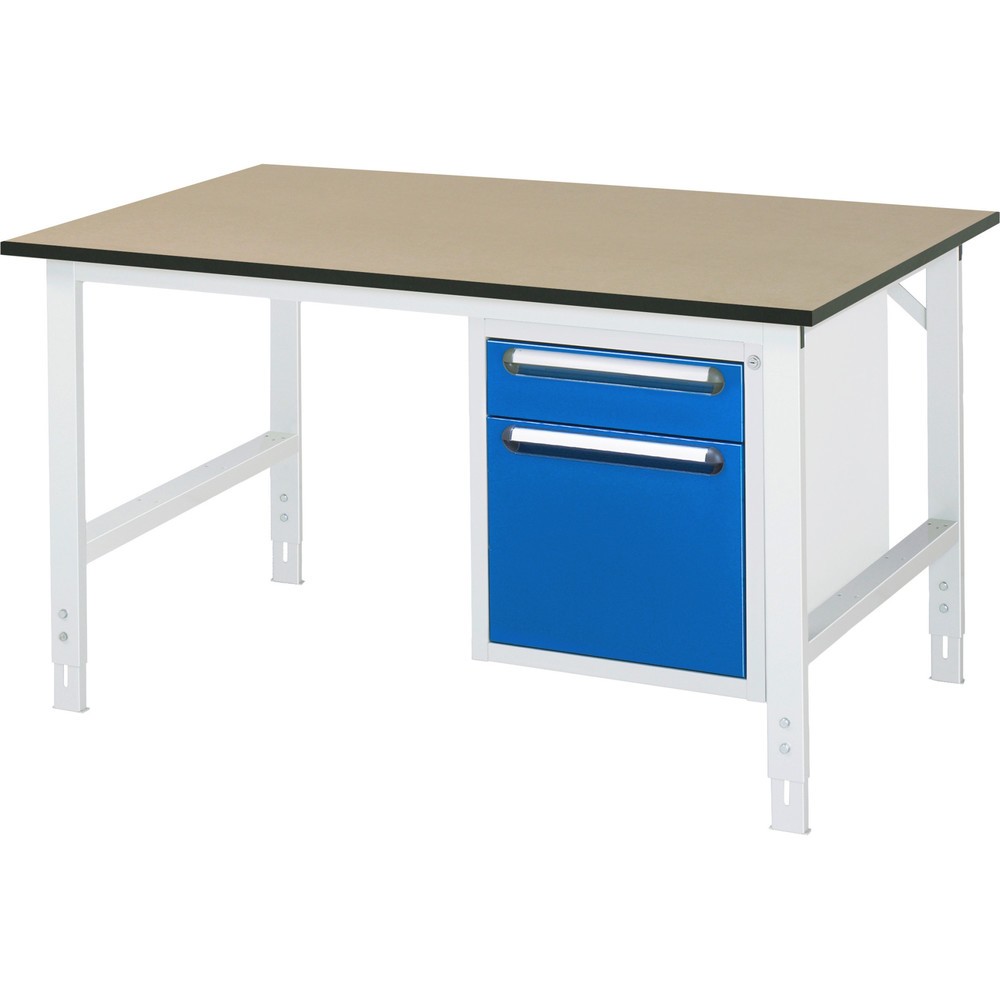 Produktabbildung Nr. 1: RAU höhenverstellbarer Werktisch Serie TOM, HxBxT 760-1.080 x 1.500 x 1.000 mm, 2 Schubladen, MDF Arbeitsplatte