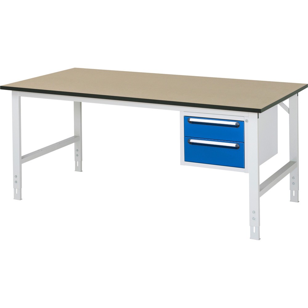 Produktabbildung Nr. 1: RAU höhenverstellbarer Werktisch Serie TOM, HxBxT 760-1.080 x 2.500 x 1.000 mm, 2 Schubladen, MDF Arbeitsplatte