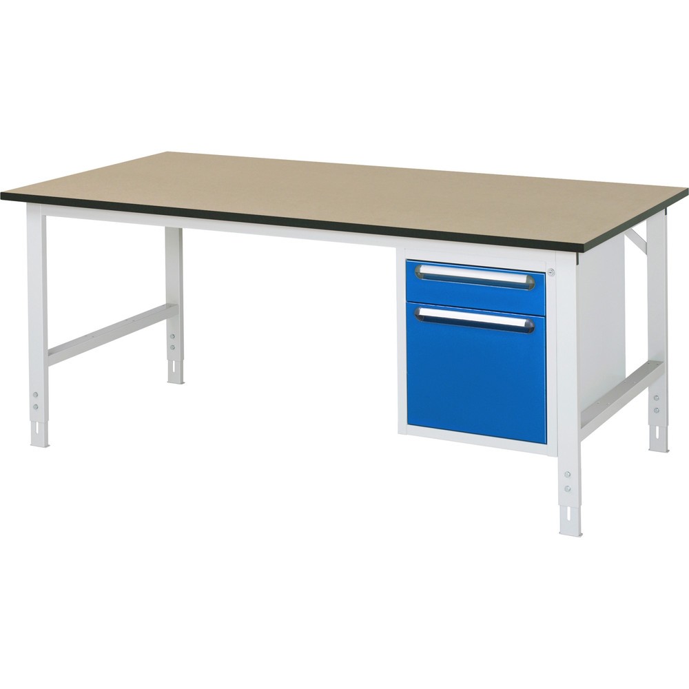 Produktabbildung Nr. 1: RAU höhenverstellbarer Werktisch Serie TOM, HxBxT 760-1.080 x 2.500 x 1.000 mm, 2 Schubladen, MDF Arbeitsplatte