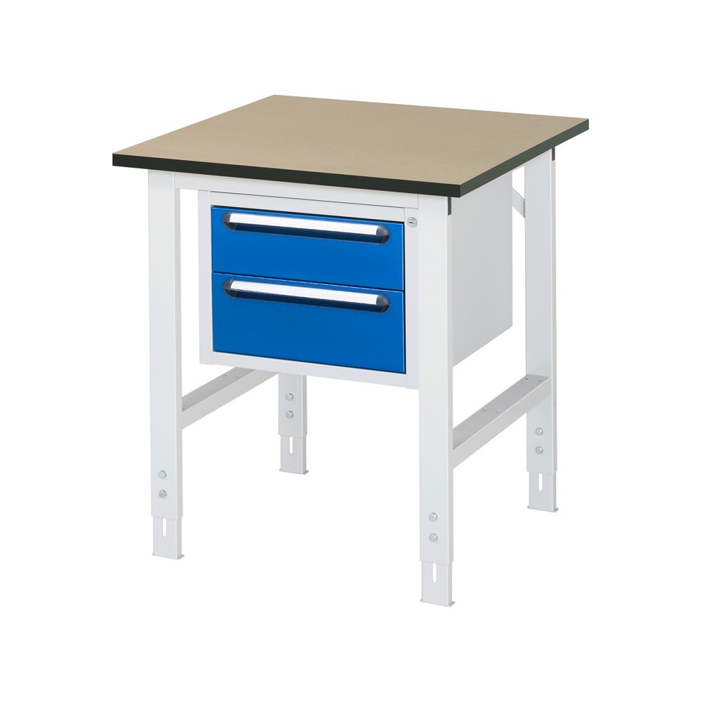 Produktabbildung Nr. 1: RAU höhenverstellbarer Werktisch Serie TOM, HxBxT 760-1.080 x 750 x 800 mm, 2 Schubladen, MDF Arbeitsplatte