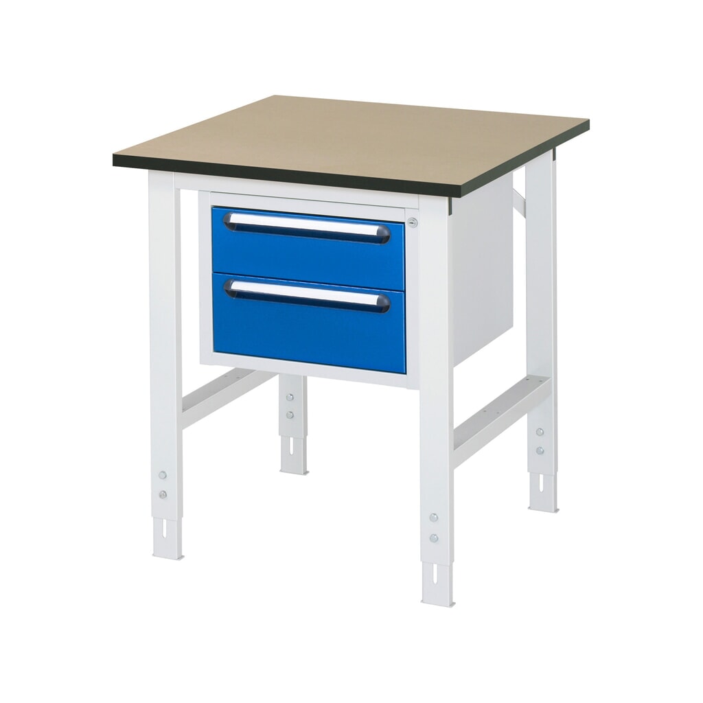RAU höhenverstellbarer Werktisch Serie TOM, HxBxT 760-1.080 x 750 x 800 mm, 2 Schubladen, MDF Arbeitsplatte Produktabbildung: RAU höhenverstellbarer Werktisch Serie TOM, HxBxT 760-1.080 x 750 x 800 mm, 2 Schubladen, MDF Arbeitsplatte