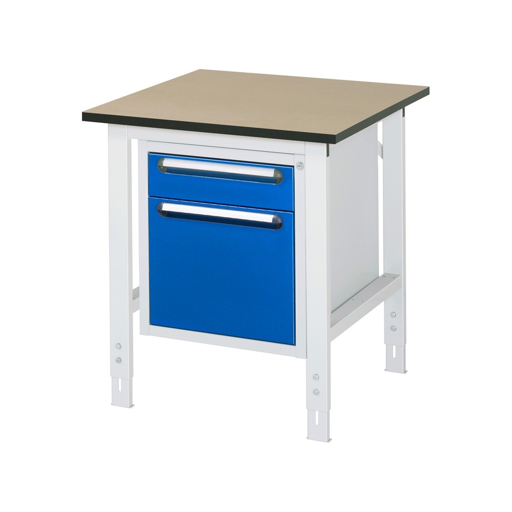 Produktabbildung Nr. 1: RAU höhenverstellbarer Werktisch Serie TOM, HxBxT 760-1.080 x 750 x 800 mm, 2 Schubladen, MDF Arbeitsplatte