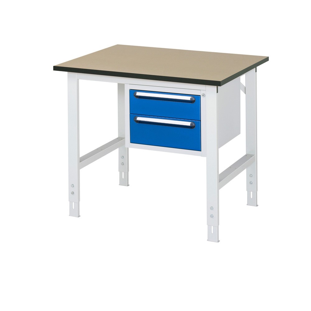 Produktabbildung Nr. 1: RAU höhenverstellbarer Werktisch Serie TOM, HxBxT 760-1.080 x 1.000 x 800 mm, 2 Schubladen, MDF Arbeitsplatte