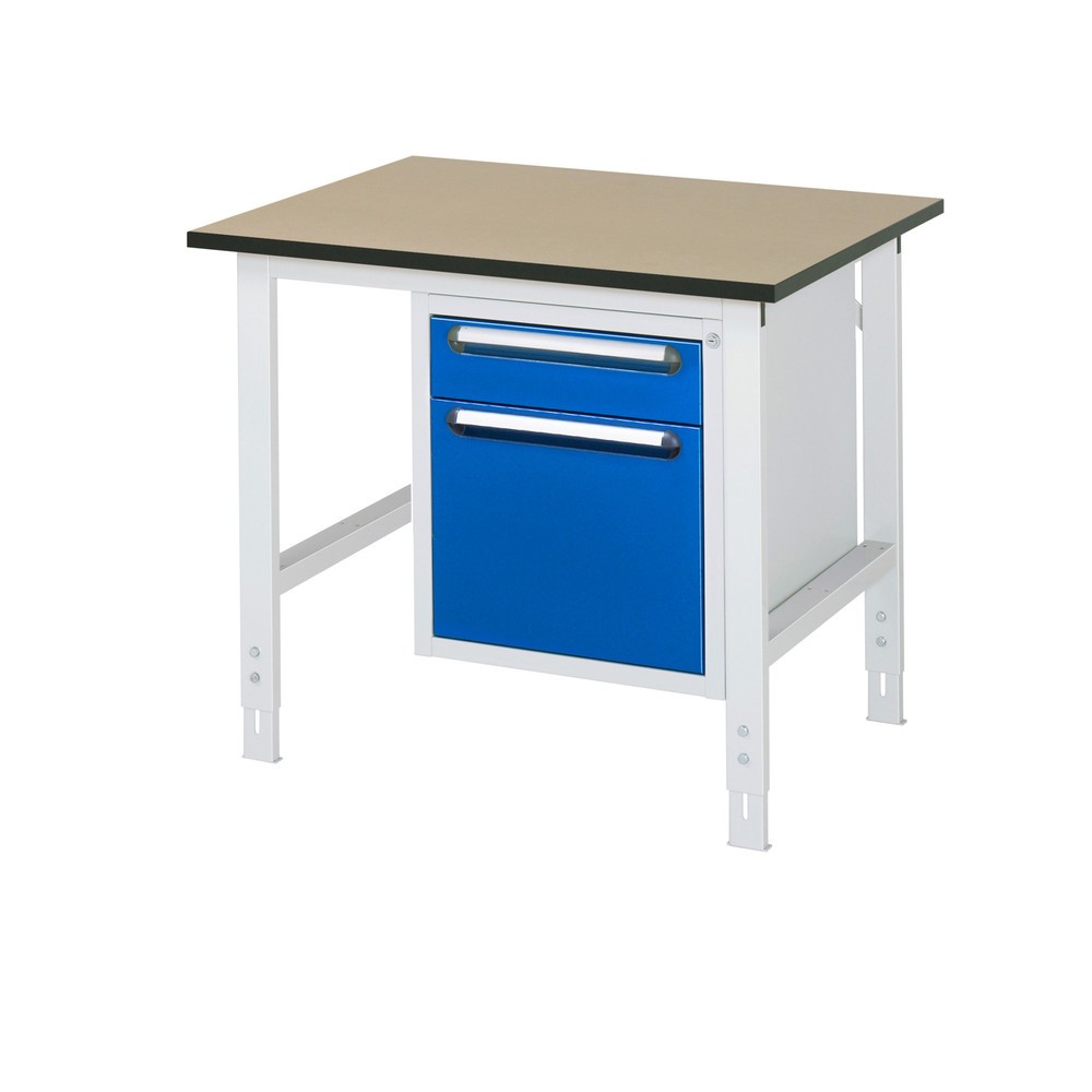 Produktabbildung Nr. 1: RAU höhenverstellbarer Werktisch Serie TOM, HxBxT 760-1.080 x 1.000 x 800 mm, 2 Schubladen, MDF Arbeitsplatte