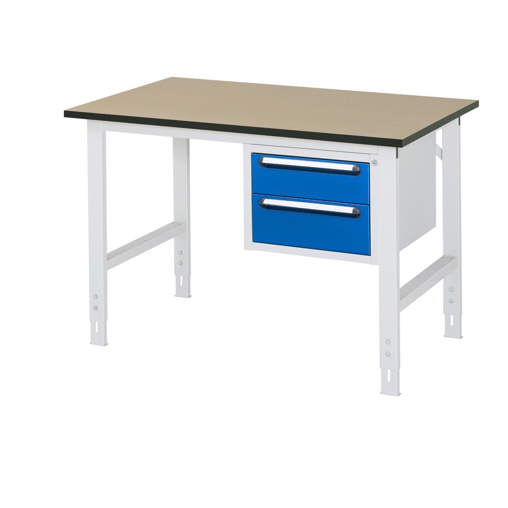Produktabbildung Nr. 1: RAU höhenverstellbarer Werktisch Serie TOM, HxBxT 760-1.080 x 1.250 x 800 mm, 2 Schubladen, MDF Arbeitsplatte