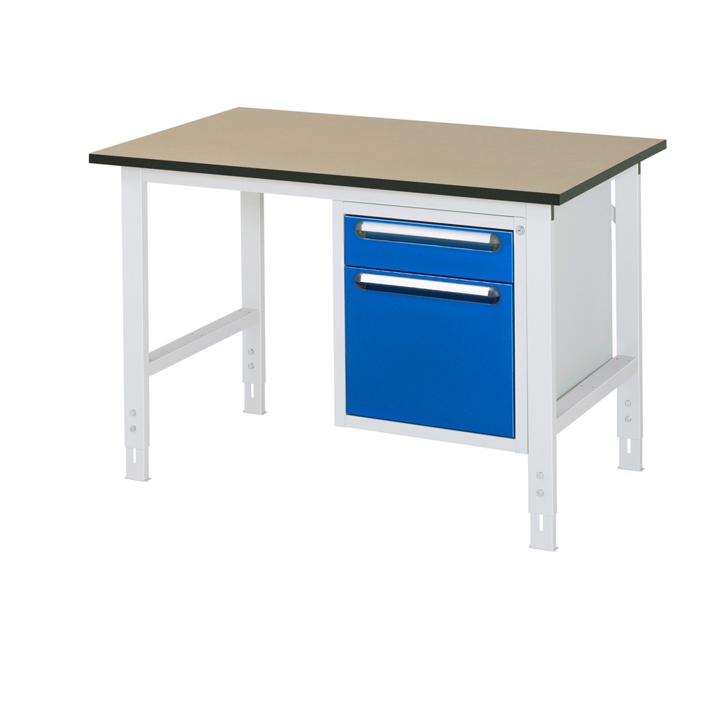 Produktabbildung Nr. 1: RAU höhenverstellbarer Werktisch Serie TOM, HxBxT 760-1.080 x 1.250 x 800 mm, 2 Schubladen, MDF Arbeitsplatte