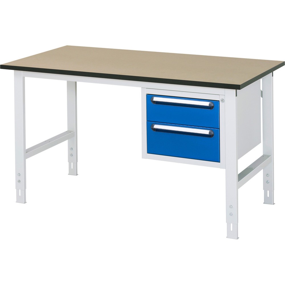 Produktabbildung Nr. 1: RAU höhenverstellbarer Werktisch Serie TOM, HxBxT 760-1.080 x 1.500 x 800 mm, 2 Schubladen, MDF Arbeitsplatte