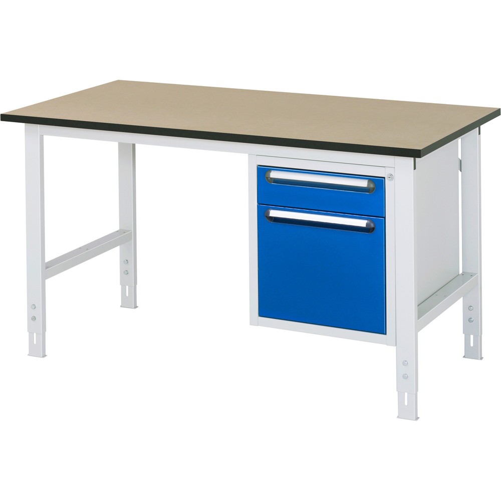 Produktabbildung Nr. 1: RAU höhenverstellbarer Werktisch Serie TOM, HxBxT 760-1.080 x 1.500 x 800 mm, 2 Schubladen, MDF Arbeitsplatte