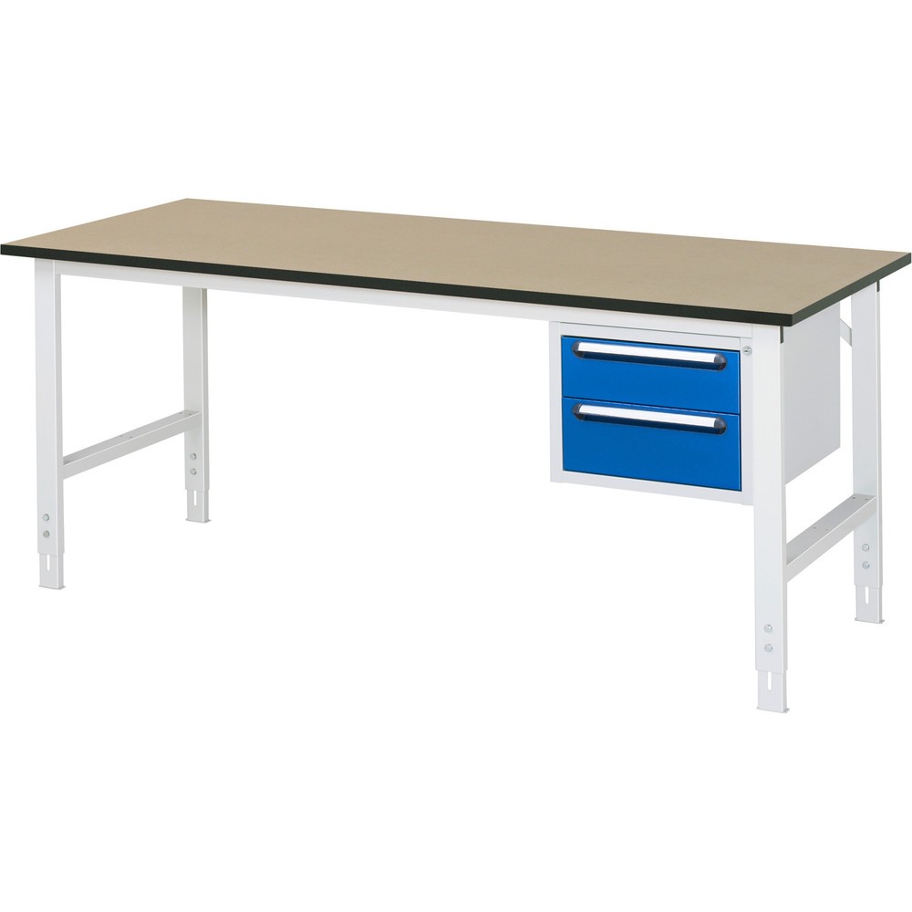 Produktabbildung Nr. 1: RAU höhenverstellbarer Werktisch Serie TOM, HxBxT 760-1.080 x 2.500 x 800 mm, 2 Schubladen, MDF Arbeitsplatte