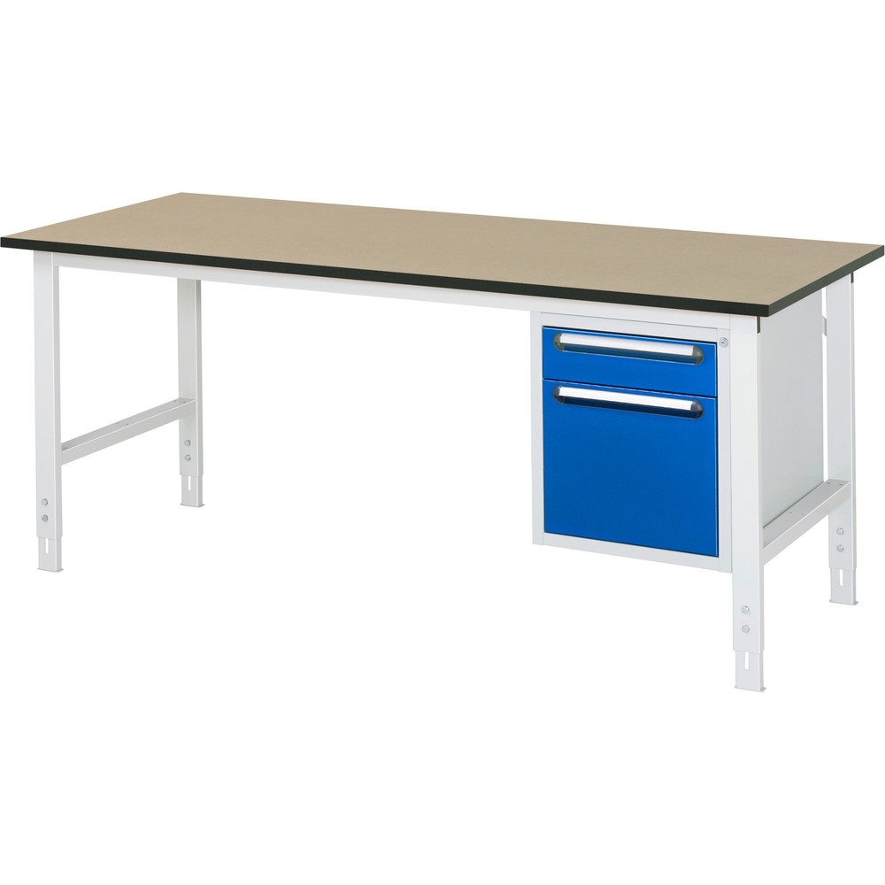 Produktabbildung Nr. 1: RAU höhenverstellbarer Werktisch Serie TOM, HxBxT 760-1.080 x 2.500 x 800 mm, 2 Schubladen, MDF Arbeitsplatte